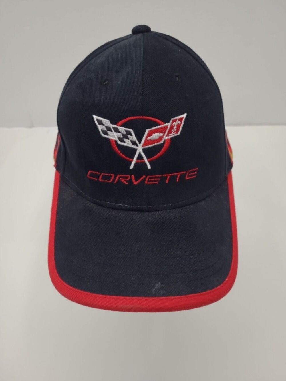 Vintage Corvette Baseball Hat Suede Adjustable Back Embroidered Flames
